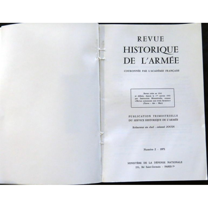 Revue Historique des Armées 27° Année - 1971 - N° 2