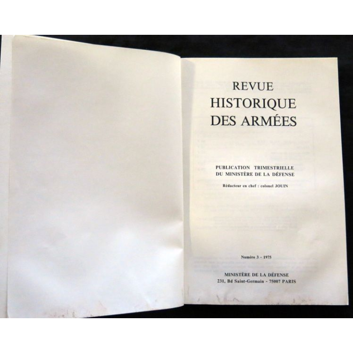 Revue Historique des Armées 2° Année - 1975 - N° 3