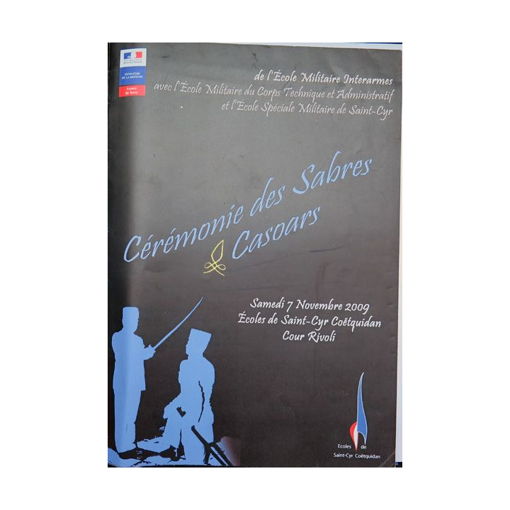 Plaquette de la Cérémonie des sabres et des Casoars du 7 novembre 2009