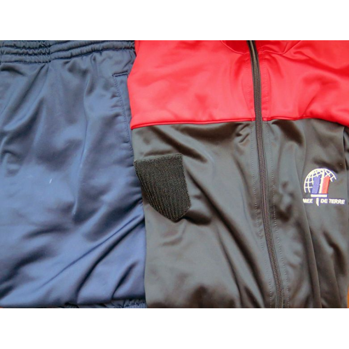 GENIE : survêtement de sport veste rouge et noire et pantalon