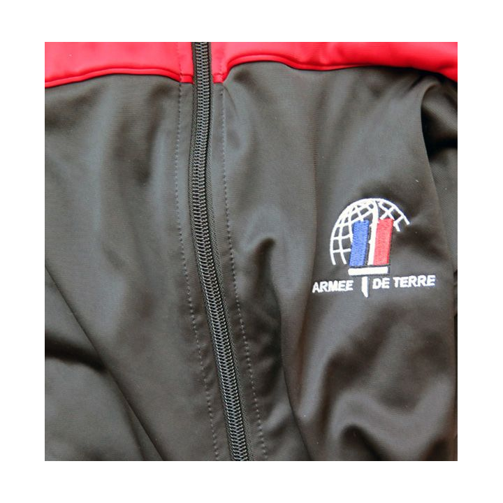 GENIE : survêtement de sport veste rouge et noire et pantalon