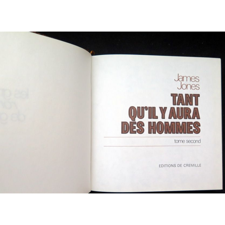 Tant qu'il y aura des hommes Tome 2 de James Jones éditions de Cremille