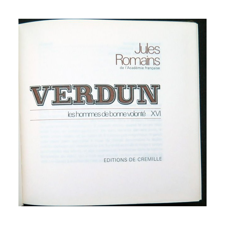 Verdun Les hommes de Bonne Volonté XVI de Jueles Romains