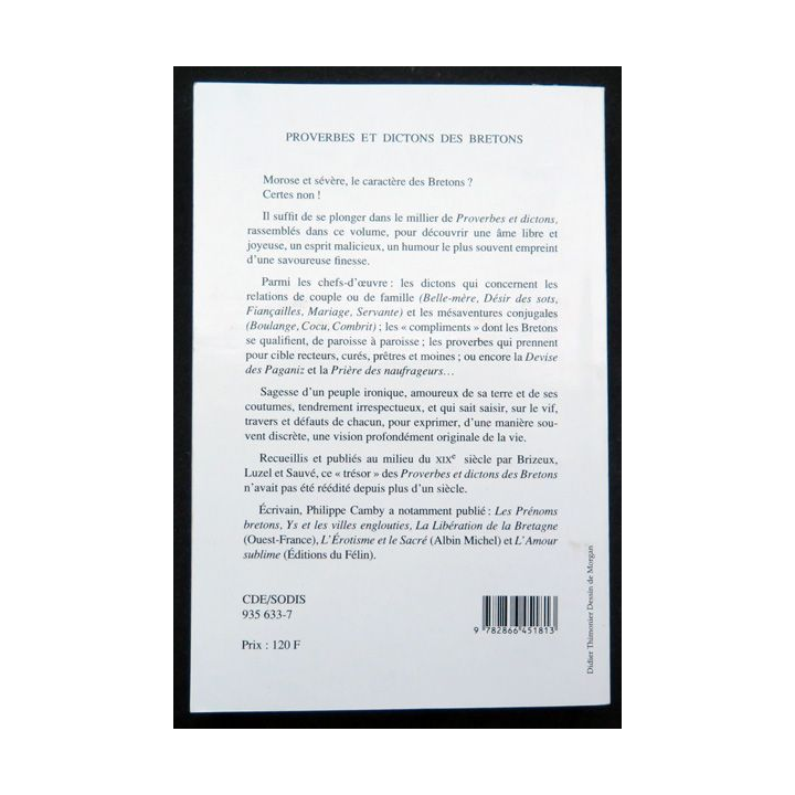 Proverbes et dictons des Bretons par Philippe Camby éditions du Félin