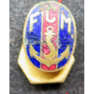 Très vieil insigne de boutonnière marine en émail de la FCM fabrication Les Ports