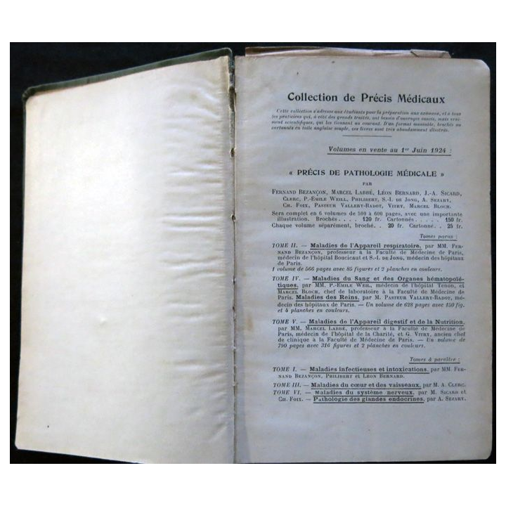 Précis de Pathologie chirurgicale Tome III par P. Duval - A. Gosset - E. Jeanbrau - Ch. Lenormant chez Masson & Cie Editeur 1924
