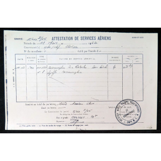 Attestation de services aériens de Pierre B.. 1962