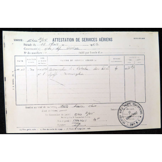 Attestation de services aériens de Pierre B.. 1962