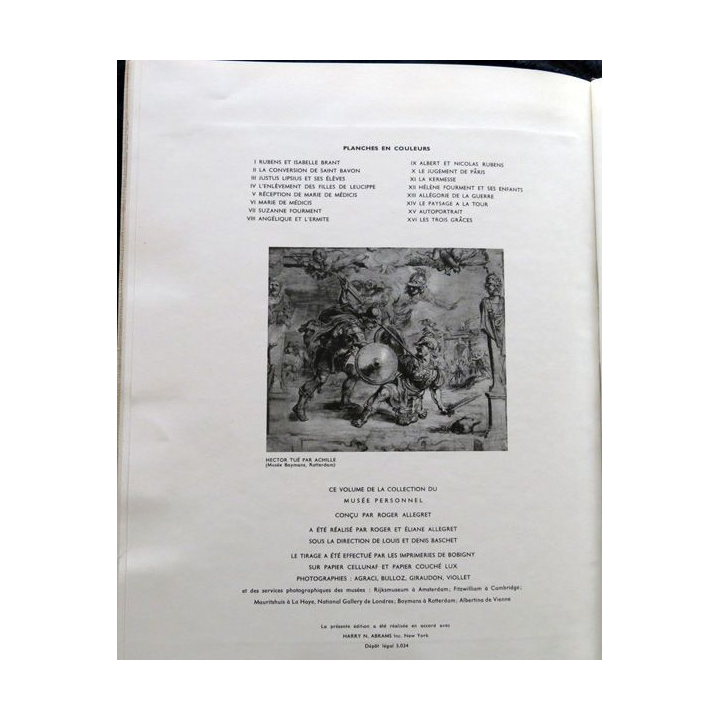 Rubens l'Ecole Flamande de Roger Allegret  aux éditions Abrams New York Collection musée personnel