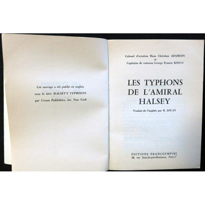 Les Typhons de l'amiral Halsey de H.C. Adamson & G.F.Kosco  aux éditions France Empire
