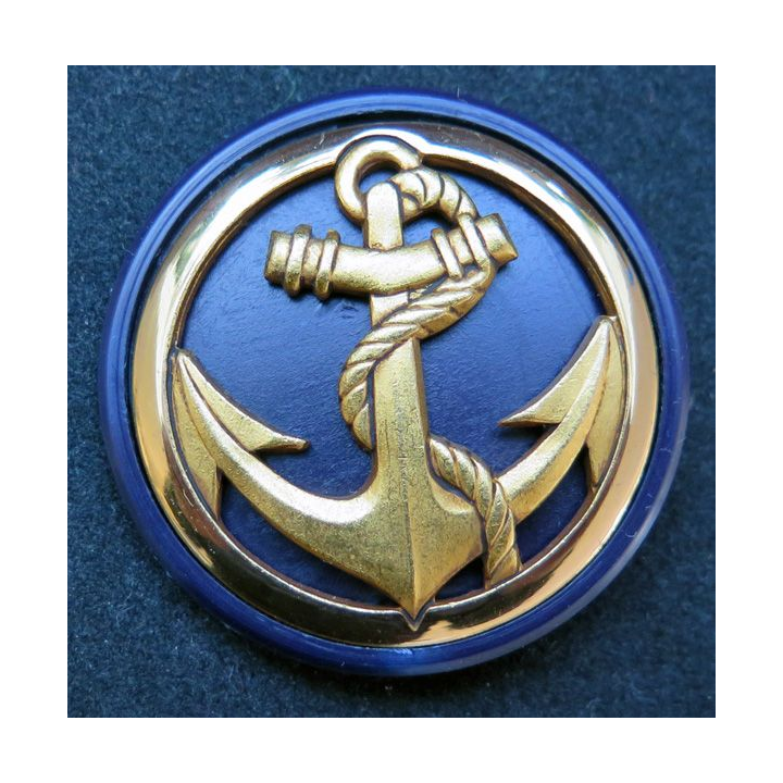 Insigne de béret des Troupes de Marine Fabrication Coinderoux sur support bleu Marine