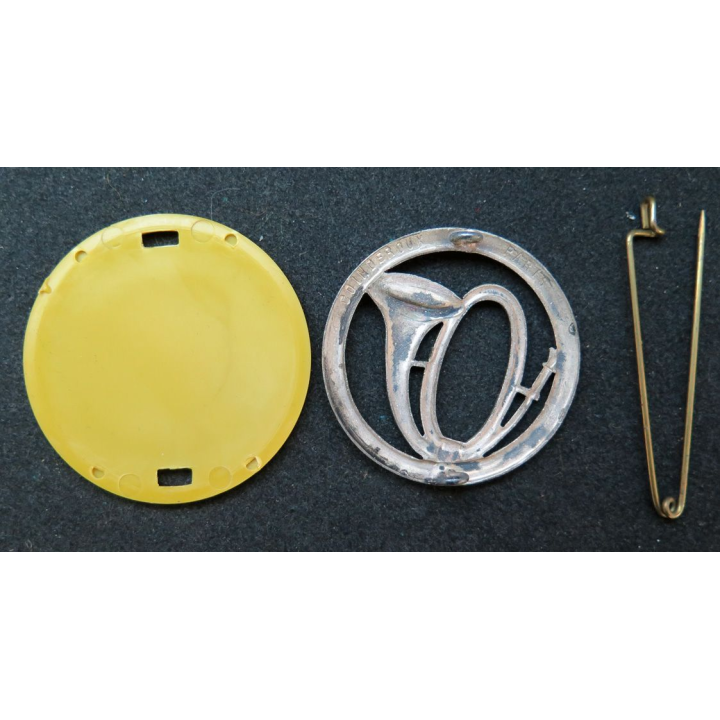 Insigne de béret de l'artillerie des Chasseurs alpins à pied Coinderoux sur son support plastique jonquille infanterie