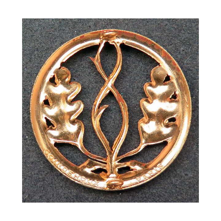 insigne de béret du Trésor aux armées de fabrication Coinderoux en métal doré 