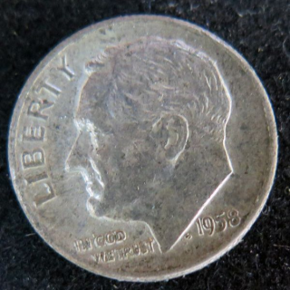 USA : Pièce de 1 Dime 1958 Roosevelt argent