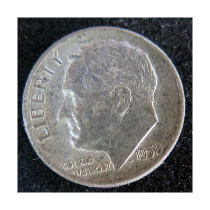 USA : Pièce de 1 Dime 1958 Roosevelt argent