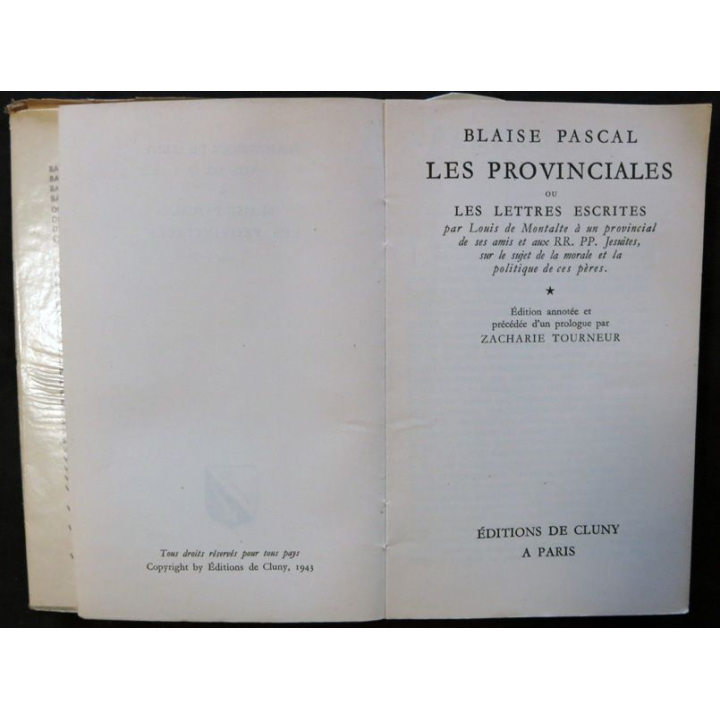 Les provinciales Tome 1 de Blaise Pascal aux éditions de Cluny