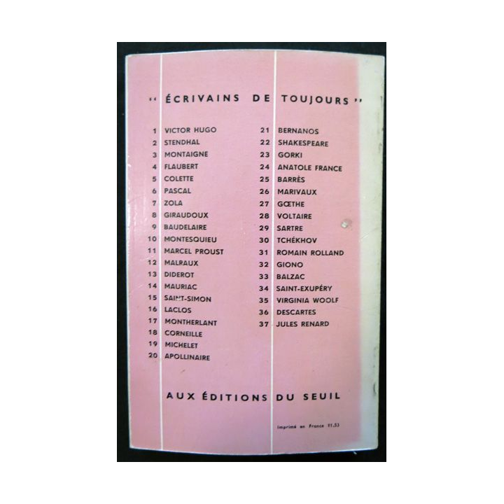Laclos par lui-même de Roger Vailland aux éditions du Seuil (1953)