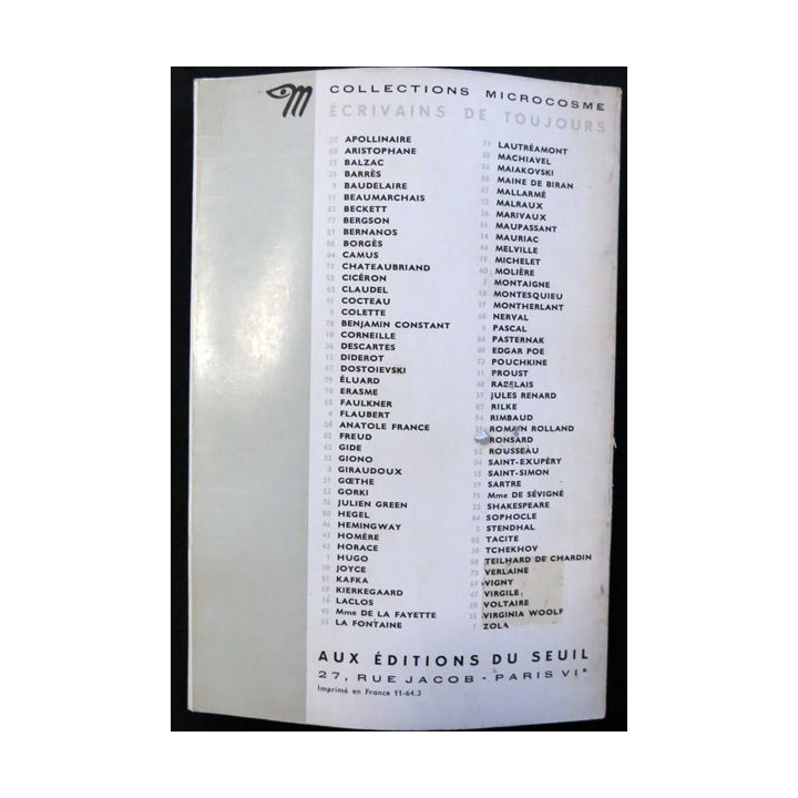 Vigny par lui-même de Paul Viallaneix aux éditions du Seuil (1964)