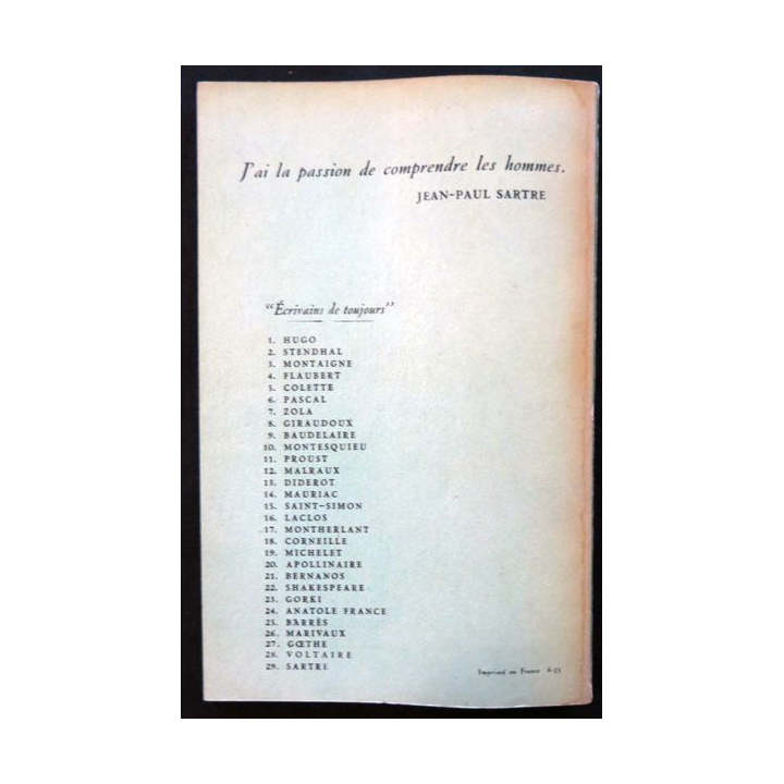 Sartre par lui-même de Francis Jeanson aux éditions du Seuil (1955)