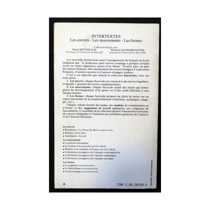 Dom Juan Intertextes - Les Œuvres Par R. Horville - 1983 aux éditions Fernand Nathan