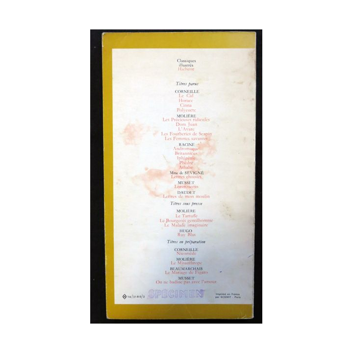 Iphigénie de Racine aux éditions Classiques Illustrés Hachette 1970