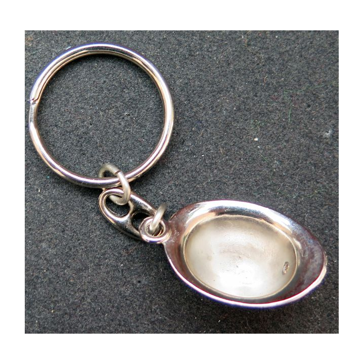 Porte clefs casque de pompiers argenté et doré