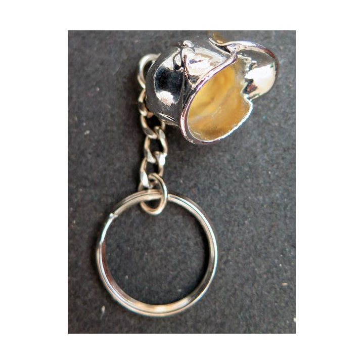 Porte clefs casque de pompiers argenté et doré