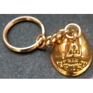 Porte clefs casque de pompiers doré