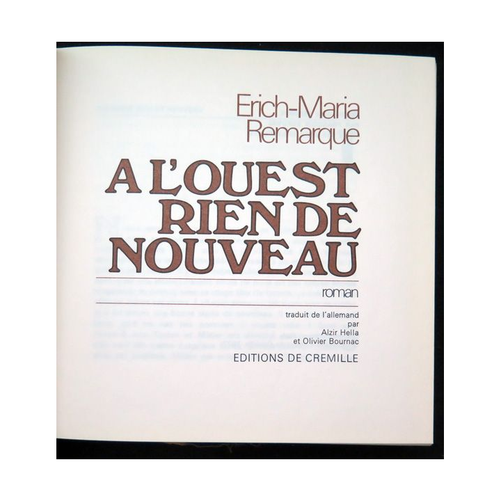 A l'Ouest rien de nouveau de Erich-Maria Remarque