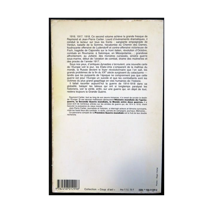 La première guerre mondiale 1916-1918 de Raymond & Jean-Pierre Cartier aux éditions Presses de La Cité