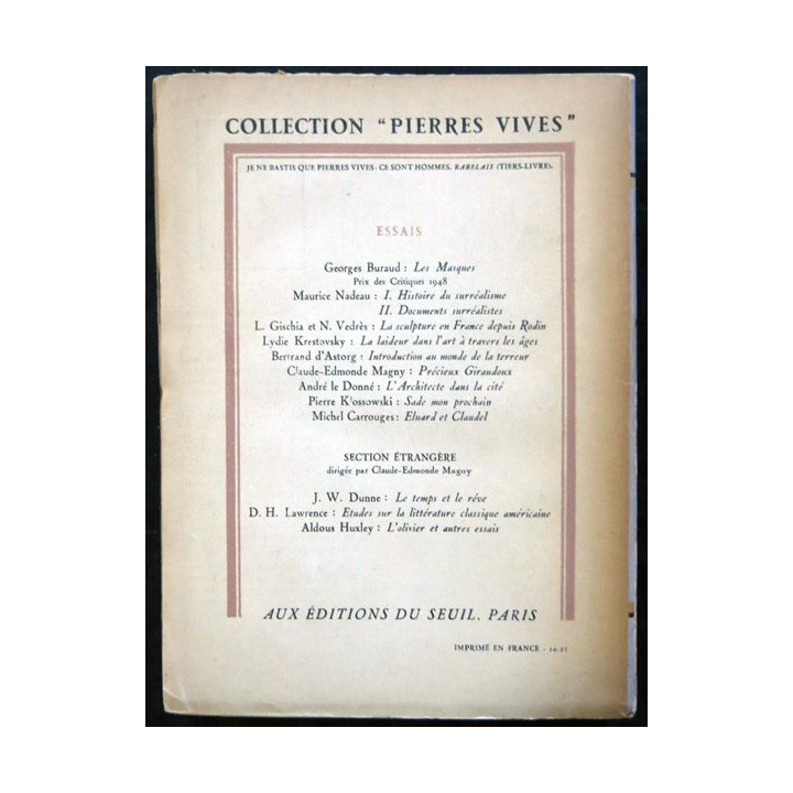 L'Age du roman américain de Claude-Edmonde Magny aux éditions du Seuil 1948