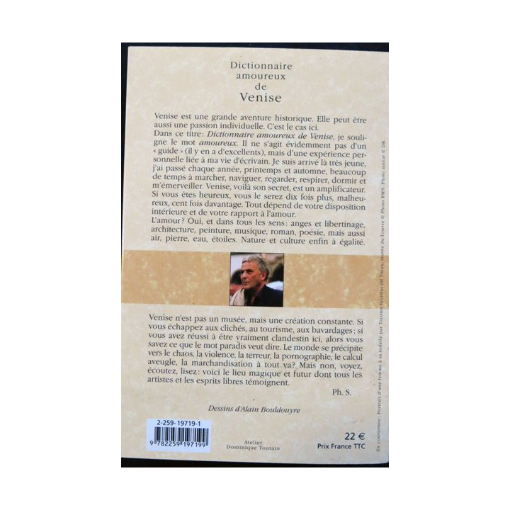 Dictionnaire amoureux de Venise de Philippe Sollers aux éditions Plon