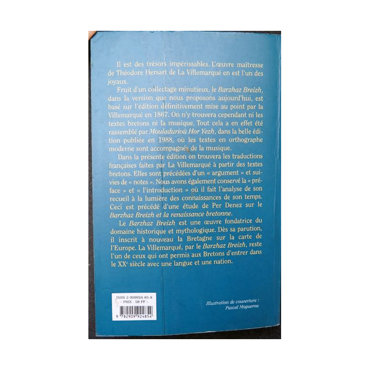 Le Barzhaz Breizh trésor de la littérature orale de la Bretagne T. hersart de la Villemarqué Coop Breizh