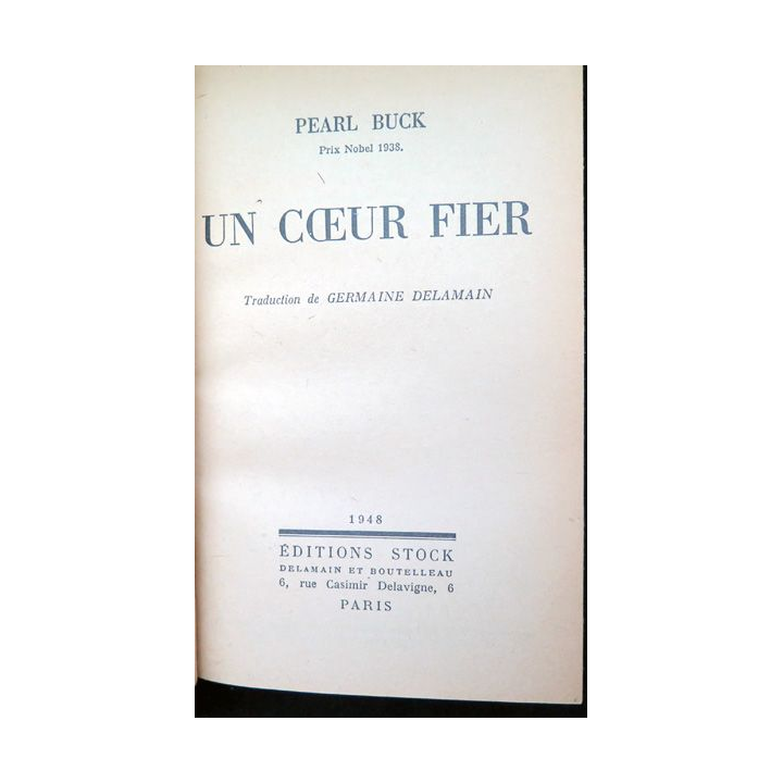 Un Coeur fier de Pearl Buck 1948 demi cuir