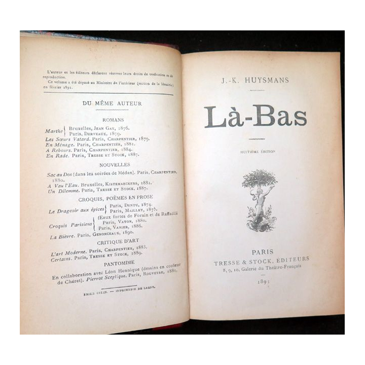 Là-bas de J.K Huysmans 1893 demi cuir