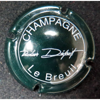 Capsule Muselet de bouteille de champagne DEPIT Didier n° 1 vert foncé et blanc
