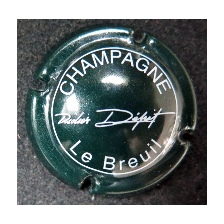 Capsule Muselet de bouteille de champagne DEPIT Didier n° 1 vert foncé et blanc