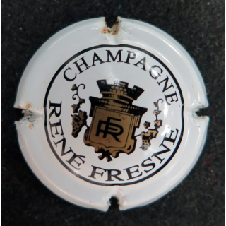 Capsule Muselet de bouteille de champagne FRESNE René n° 1 Blanc, Noir et or
