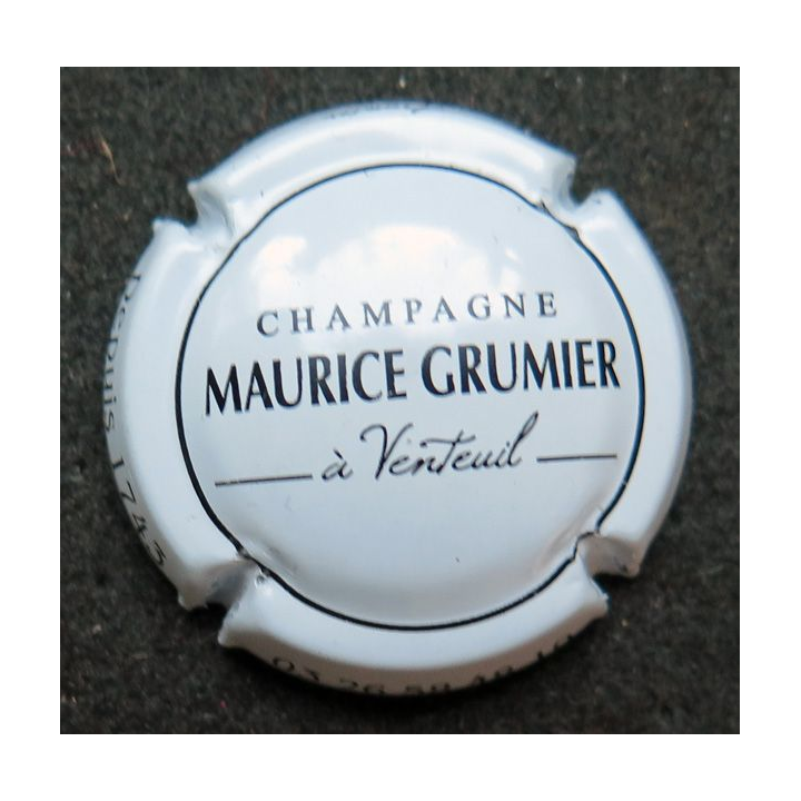 Capsule Muselet de bouteille de champagne GRUMIER Maurice n° 20 Blanc et noir