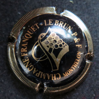 Capsule Muselet de bouteille de champagne FRANQUET-LEBRUN n° 1 Noir et Or strié