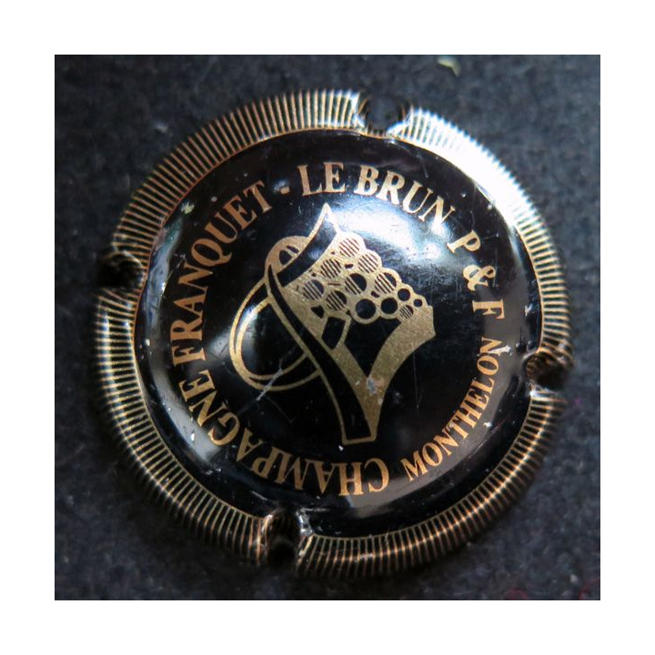 Capsule Muselet de bouteille de champagne FRANQUET-LEBRUN n° 1 Noir et Or strié