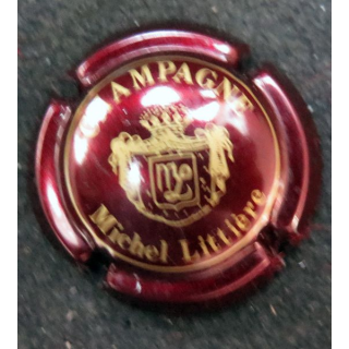 Capsule Muselet de bouteille de champagne LITTIERE Michel n° 5 Bordeaux et Or