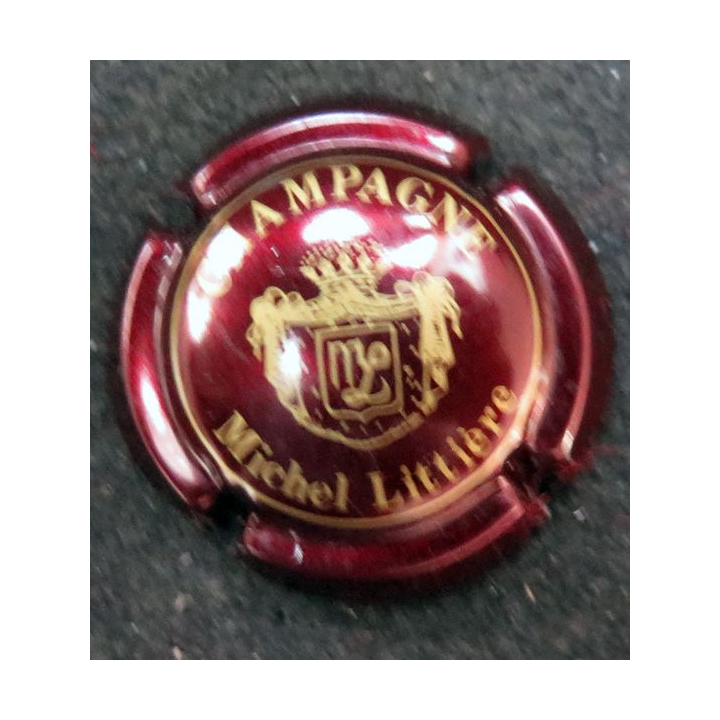 Capsule Muselet de bouteille de champagne LITTIERE Michel n° 5 Bordeaux et Or