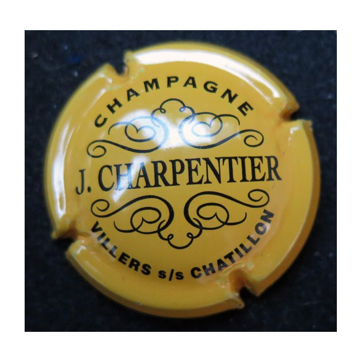 Capsule Muselet de bouteille de champagne CHARPENTIER J. n° 10  jaune et noir