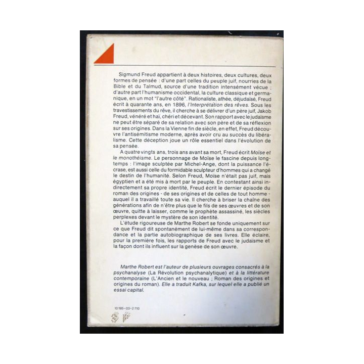 D'Œdipe à Moïse Freud et la conscience juive de Mathe Robert aux éditions Calmann-Levy 1974