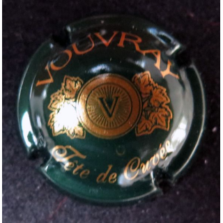 Capsule Muselet de bouteille de VOUVRAY tête de cuvée vert foncé et or