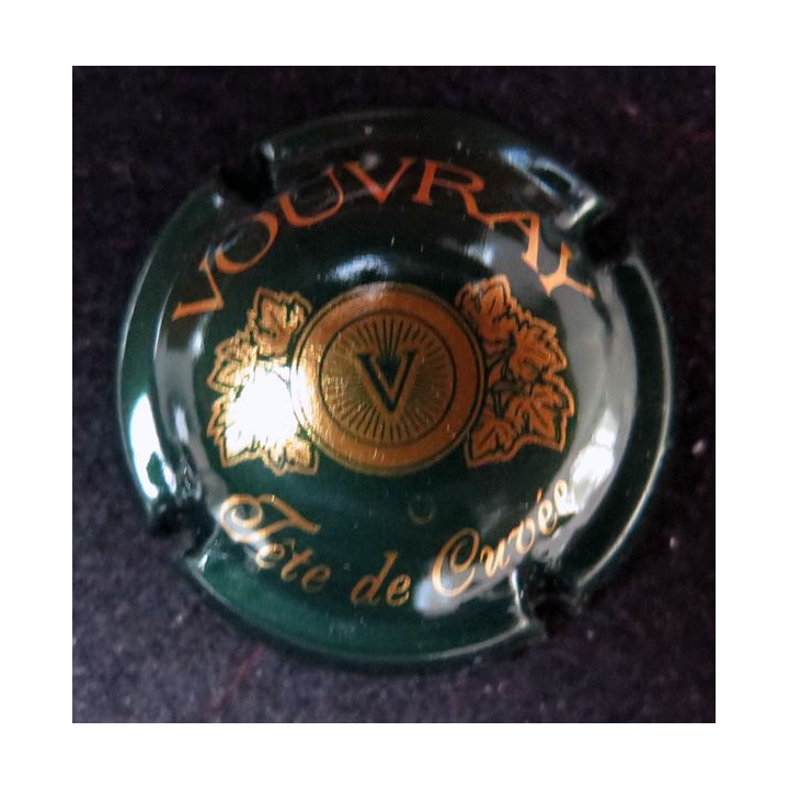 Capsule Muselet de bouteille de VOUVRAY tête de cuvée vert foncé et or