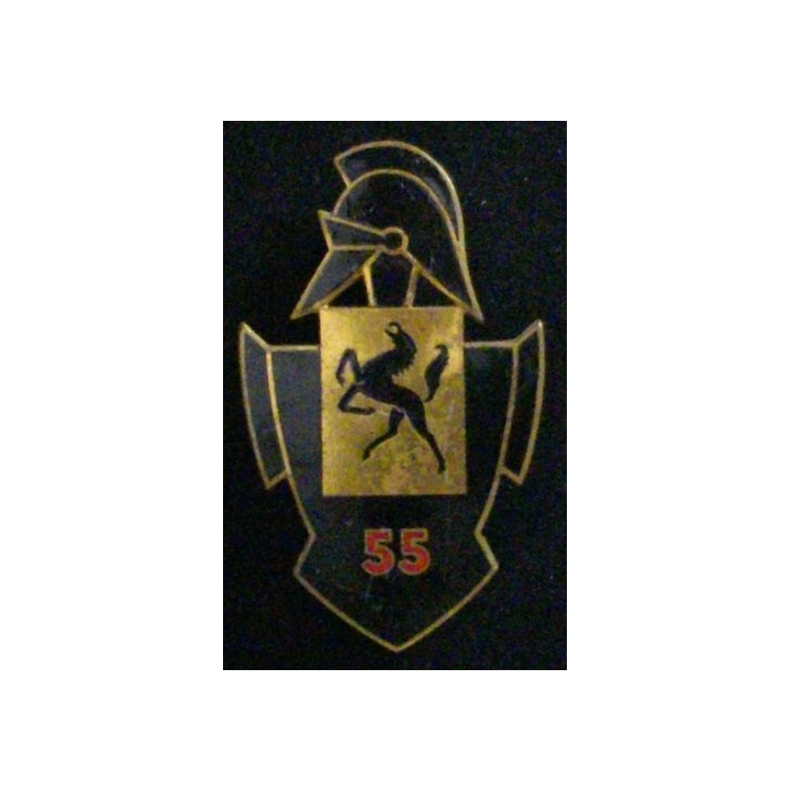 55° CGZ :insigne de la 55° compagnie du génie de zone en émail de fabrication Drago G. 1732 dos guilloché