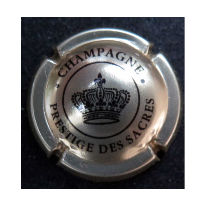 Capsule Muselet de bouteille de champagne PRESTIGE DES SACRES n° 27h Or pâle et noir
