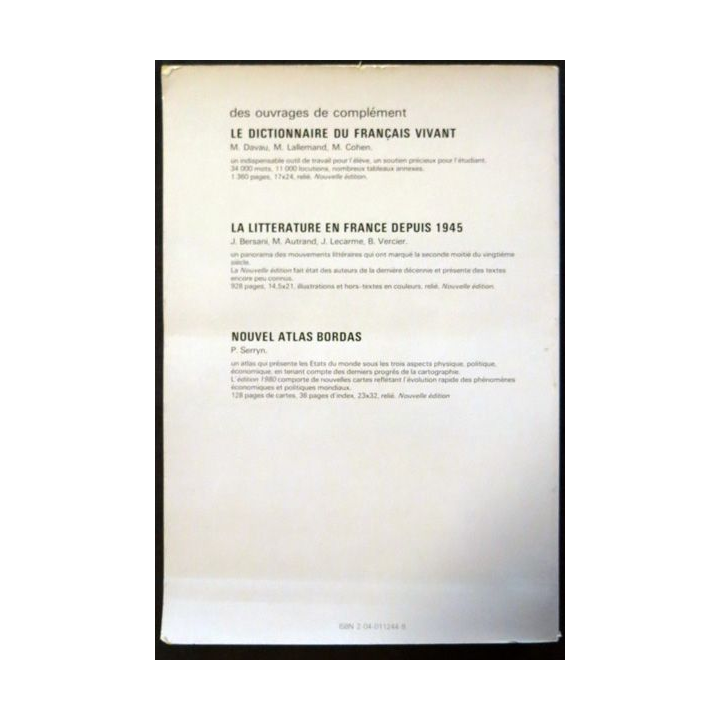 Histoire Le monde contemporain 1914-1945  de Jacques Bouillon aux éditions Bordas